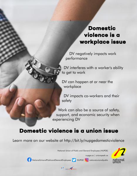 Image of the NUPGE poster on how domestic violence is a union issue.