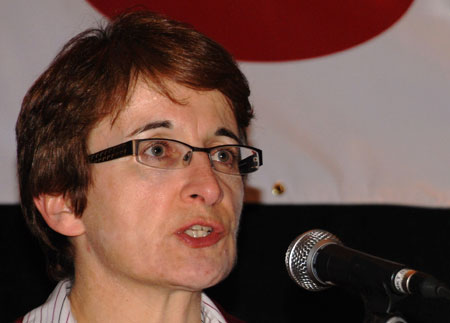 Elisabeth Ballermann, president of the Health Sciences Association of Alberta (HSAA/NUPGE)