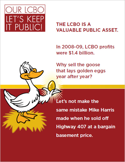 Download and distribute OPSEU flyer - Our LCBO - Let's Keep It Public