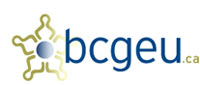 logo for B.C. Government and Serivce Employees Union (bcgeu.ca) in blue and yellow