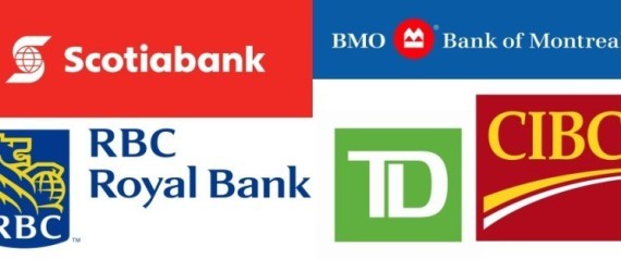a collage of Canadian bank logos
