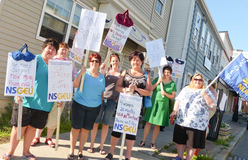 photo of picket line for striking workers at Elizabeth Fry Society of Mainland Nova Scotia 