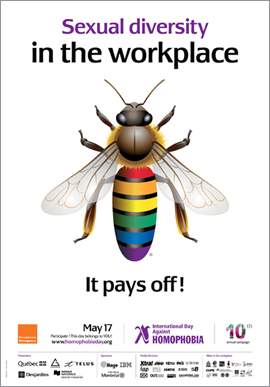 poster for Sexual diversity in the workplace: It pays off! for International Day against Homophobia and Transphobia