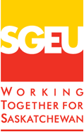 logo of the Saskatchewan Government and General Employees Union (SGEU/NUPGE) with the slogan  Working Together for Saskatchewan under it