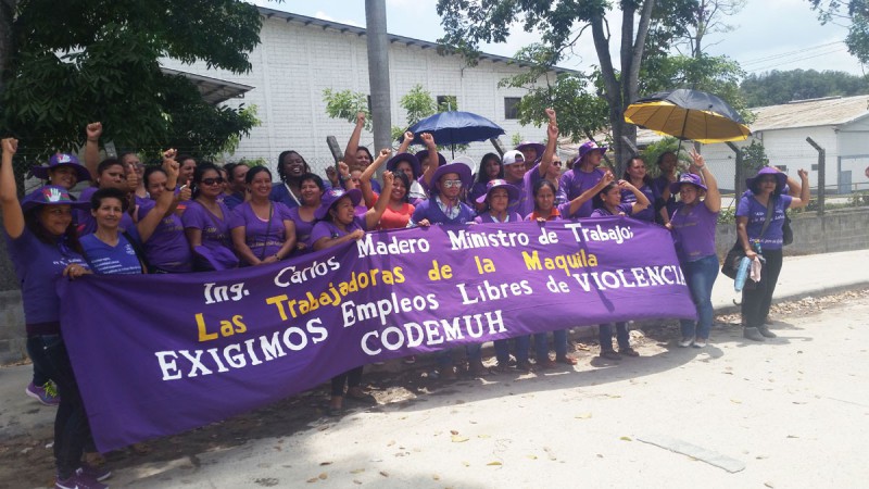 CODEMUH members protest unfair firings and unsafe workplaces in Honduras