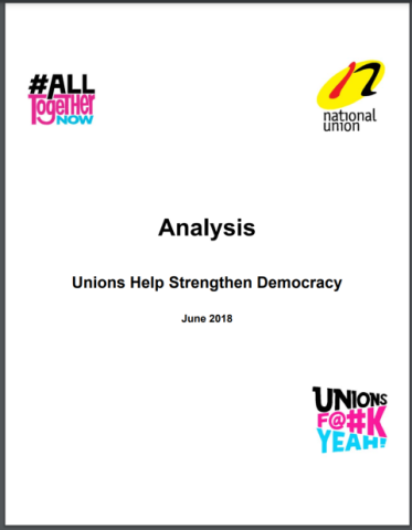 Cover page for Unions Help Strengthen Democracy