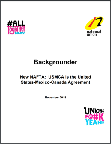 Cover page of New NAFTA: USMCA is the United States-Mexico-Canada Agreement