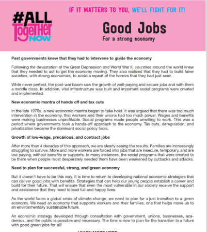 Cover page of Good jobs for a strong economy